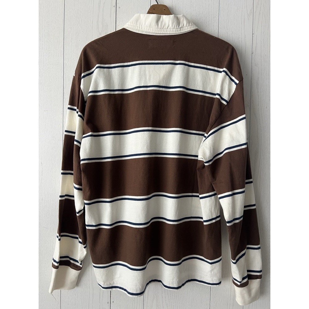 Abercrombie & Fitch Rugby Oversized Polo Shirt Men's Medium Stripe Preppy Brown - Picture 4 of 14